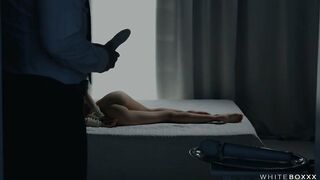 Sexy woman sucks dick while bound